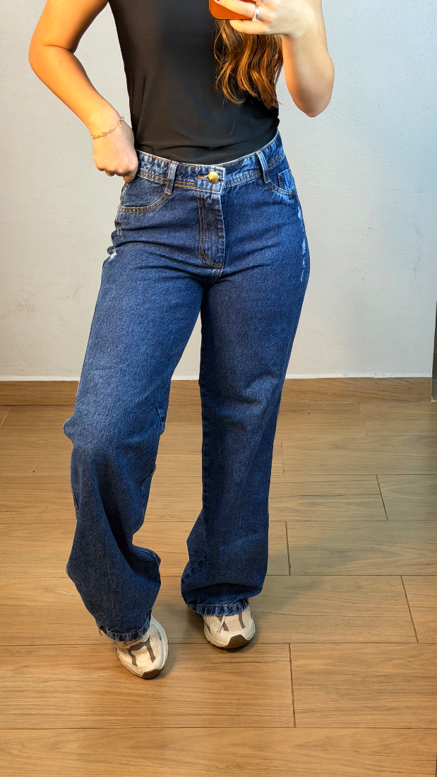 Calça Jeans marmorizado com rasgo