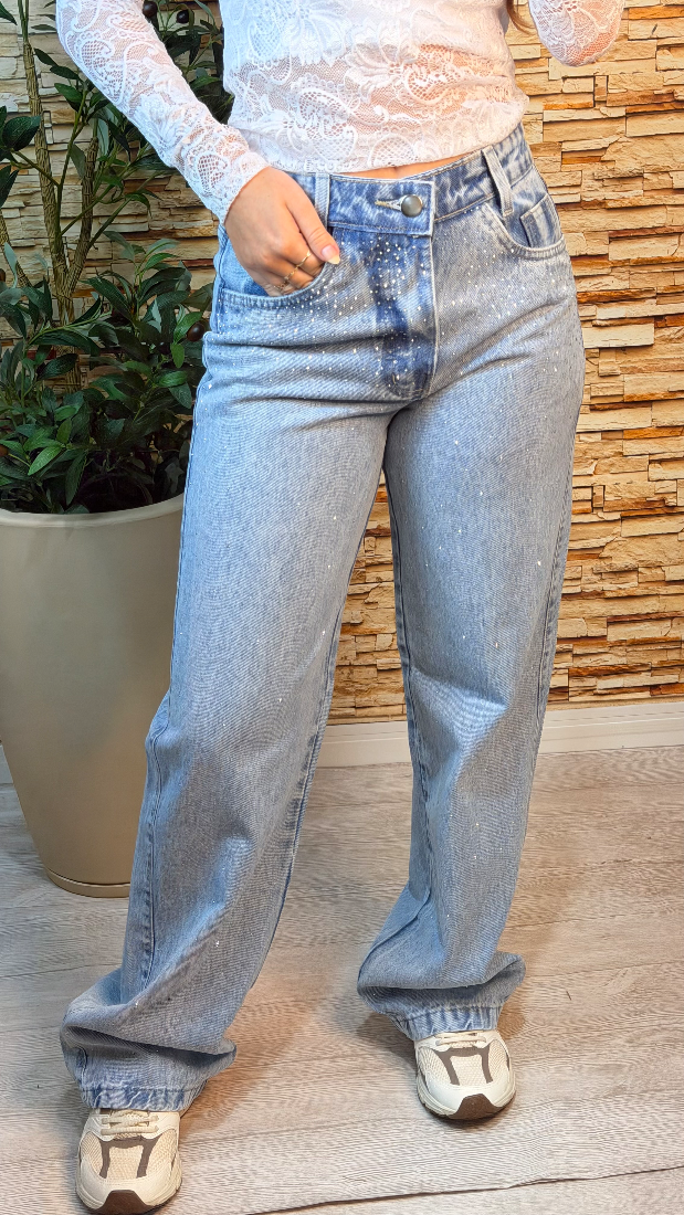 Calça wide brilho