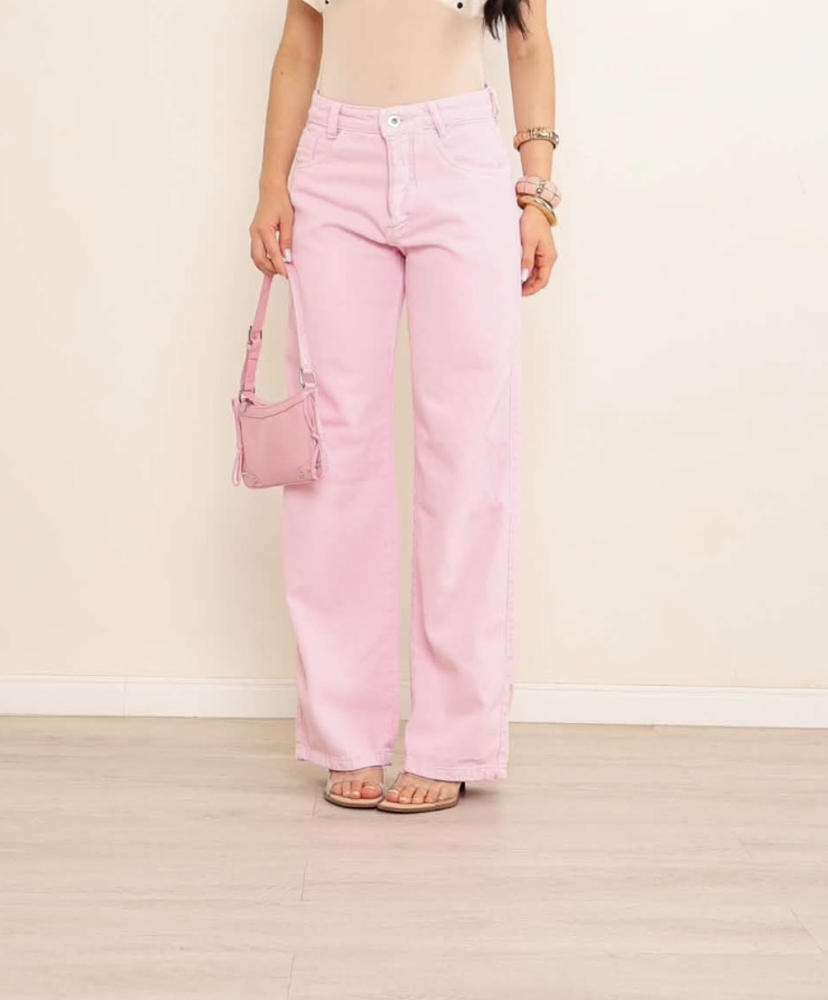 Calça Wide Leg Rosa
