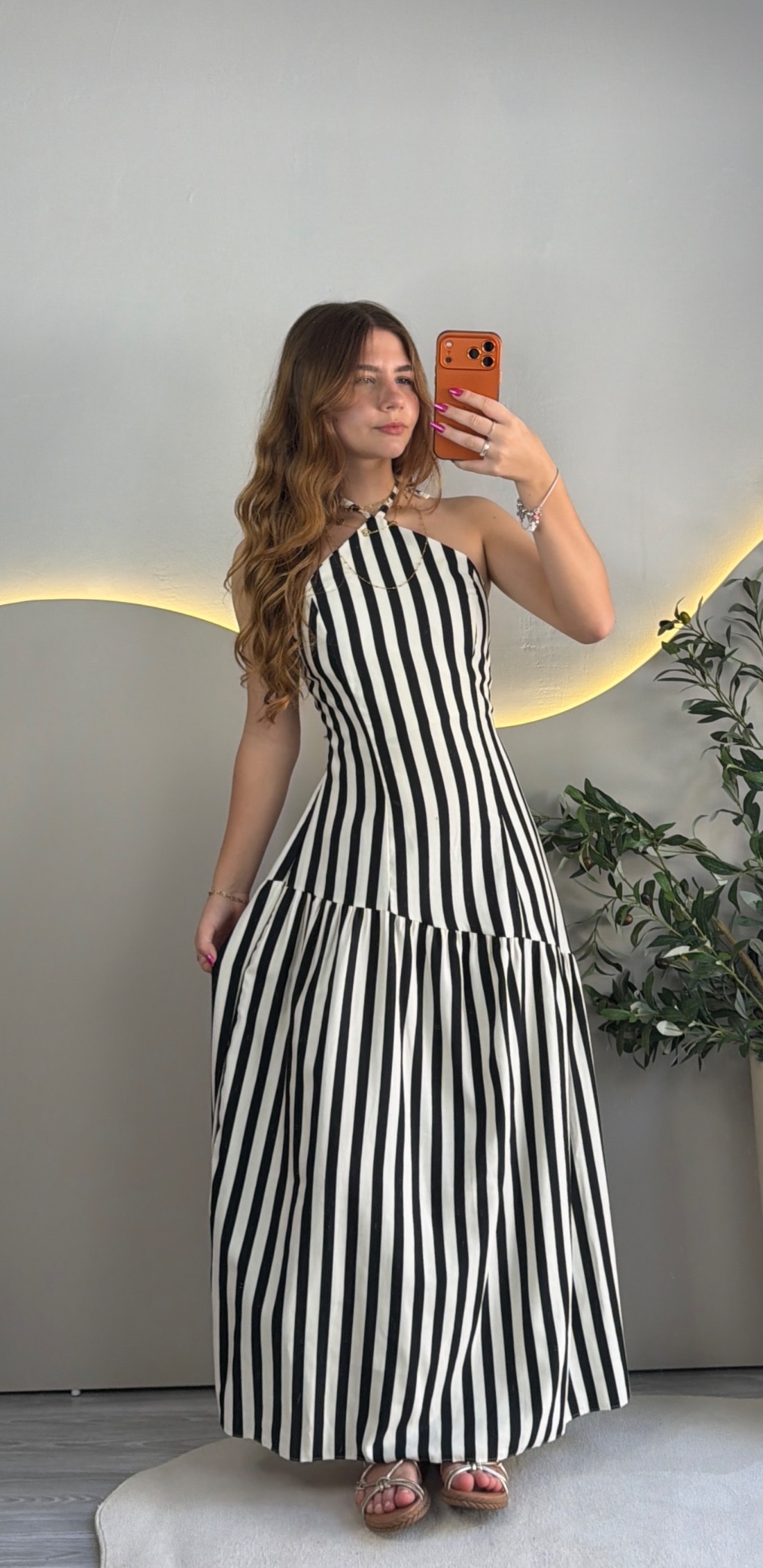 Vestido Longo Marrant Listrado